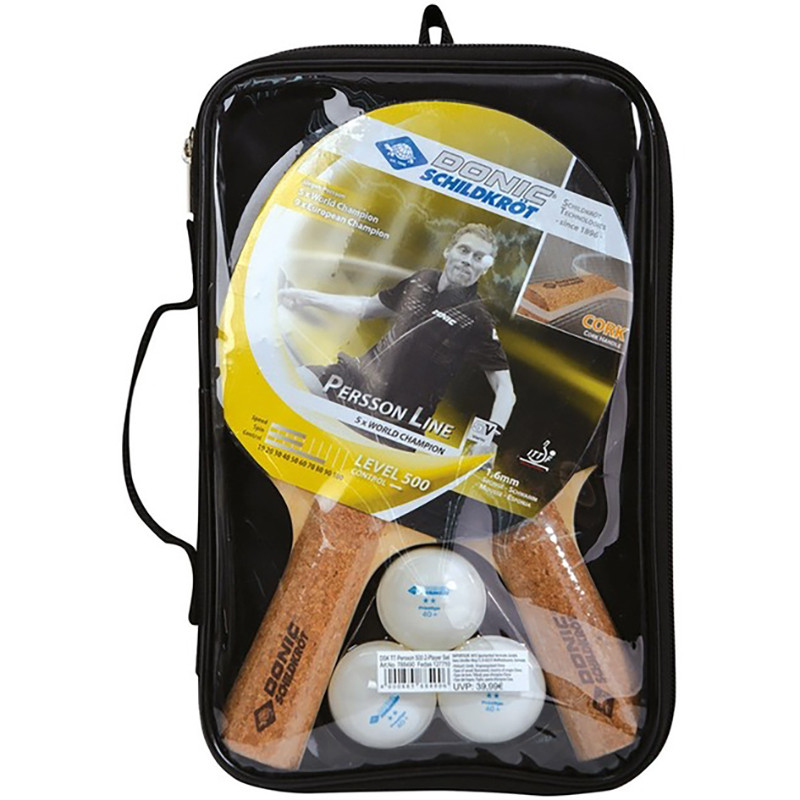 Набір для настільного тенісу Persson 500 Donic 788490, (2 ракетки+чохол+3 м'ячі)