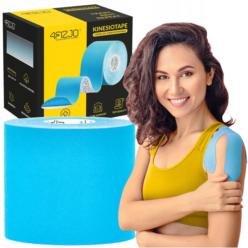 Стрічка кінезіологічна (кінезіо тейп) 4FIZJO 4FJ0548 Sky Blue 7.5 см 5 м