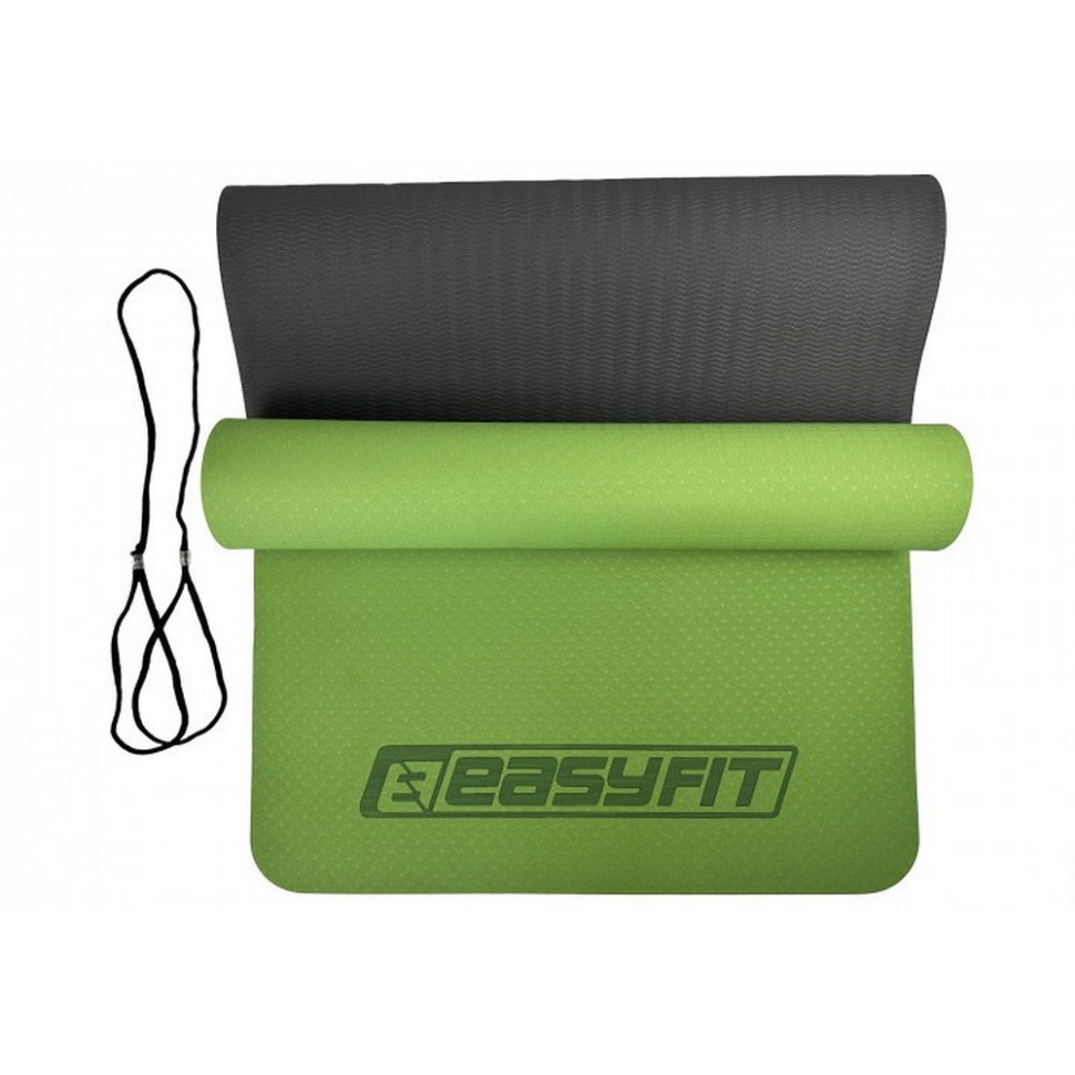 Килимок для йоги та фітнесу EasyFit EF-1924-GNBK, TPE+TC 6 мм, двошаровий зелений-чорний