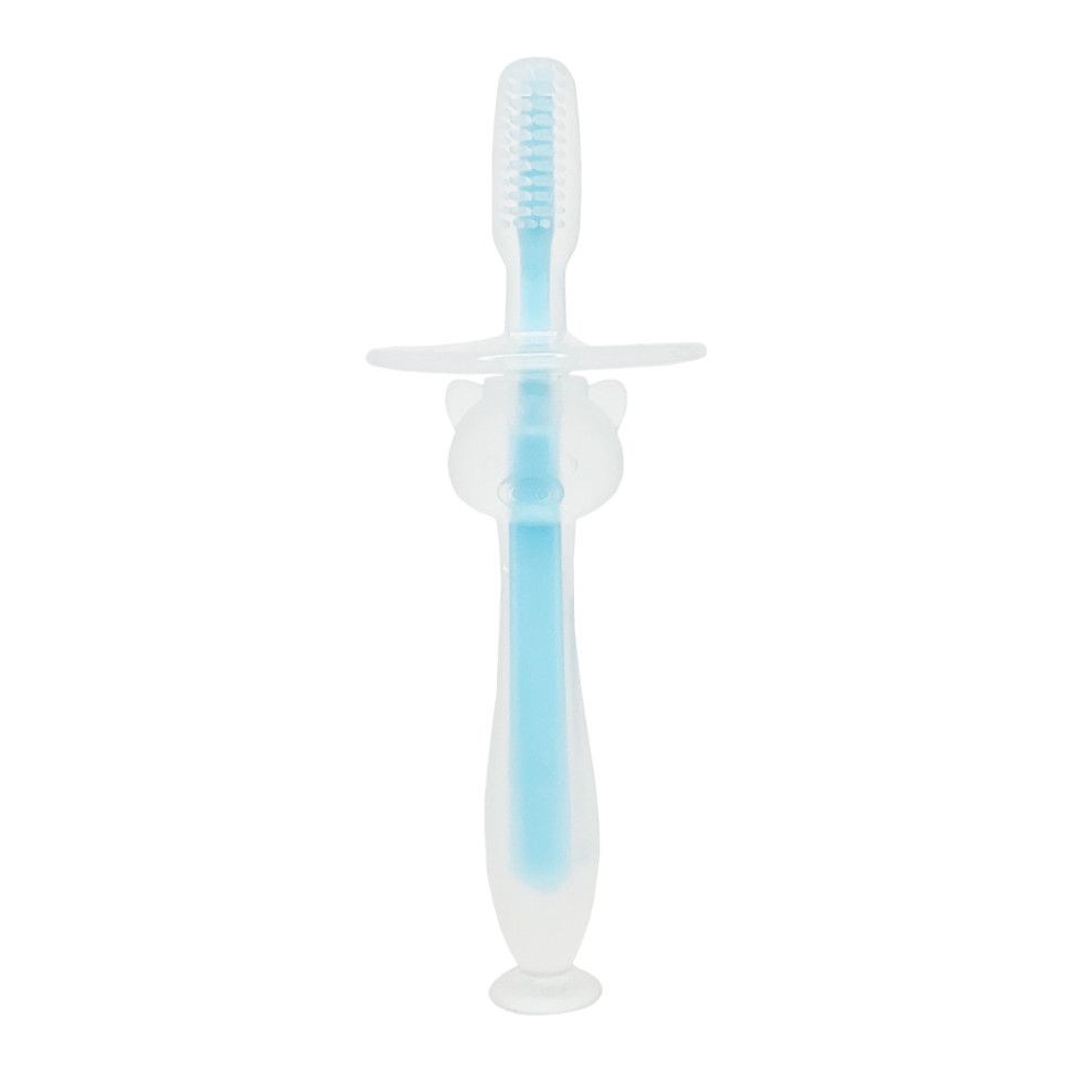 Силіконова зубна щітка Mumlove Mega Zayka MGZ-0707(Blue) з обмежувачем