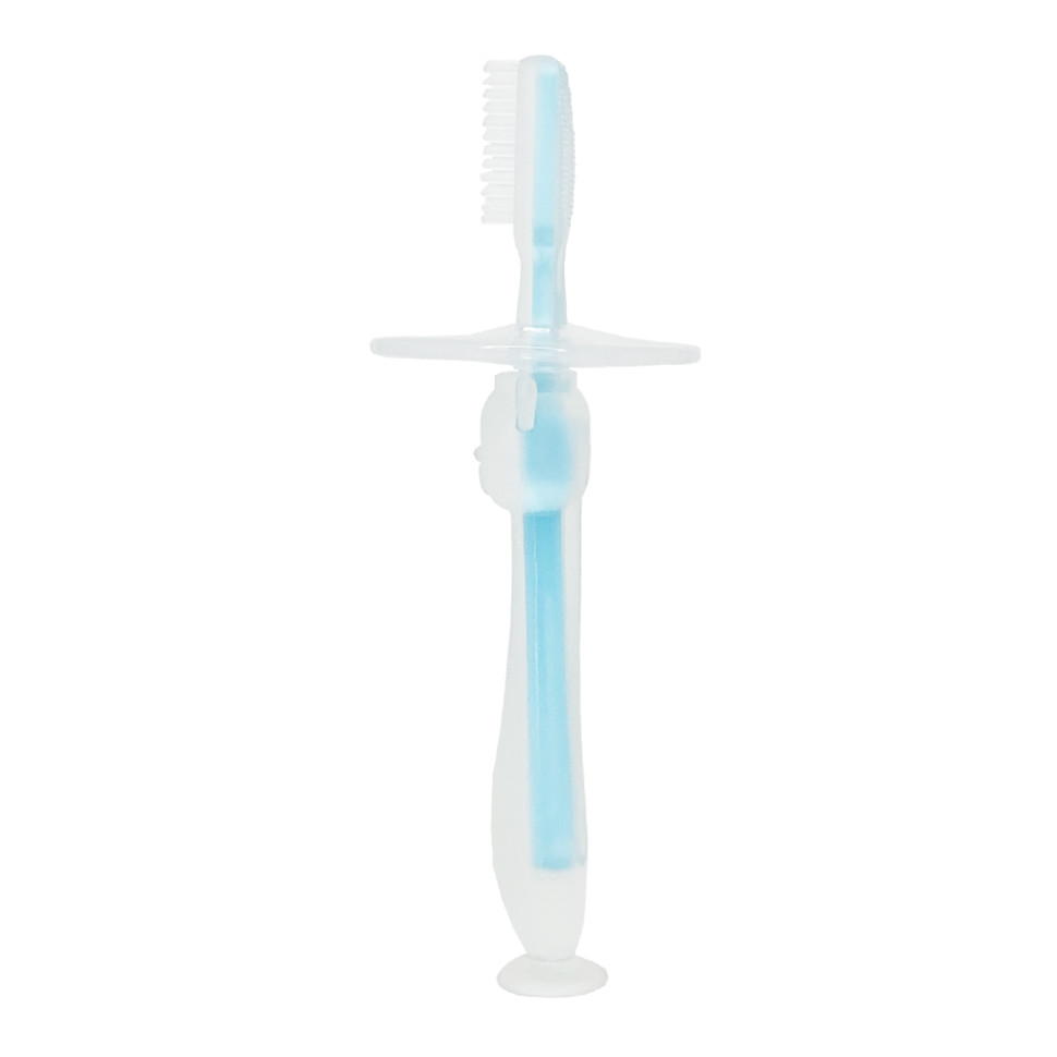 Силіконова зубна щітка Mumlove Mega Zayka MGZ-0707(Blue) з обмежувачем
