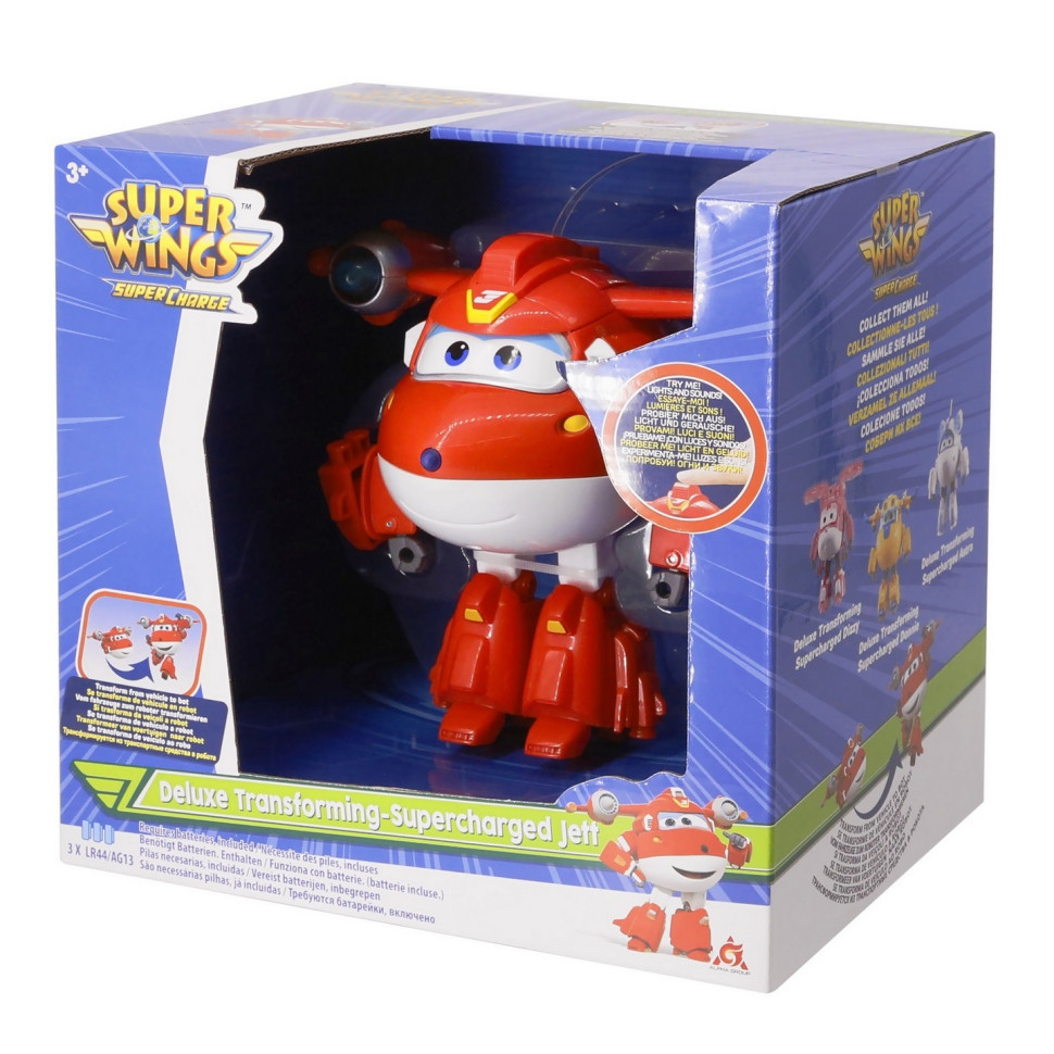 Игровая фигурка-трансформер Super Wings Supercharge Lights&Sounds Jett, Джетт, свет, звук EU740431