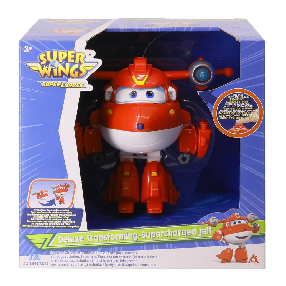 Игровая фигурка-трансформер Super Wings Supercharge Lights&Sounds Jett, Джетт, свет, звук EU740431