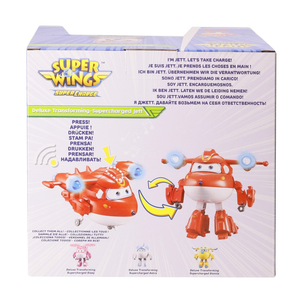 Игровая фигурка-трансформер Super Wings Supercharge Lights&Sounds Jett, Джетт, свет, звук EU740431