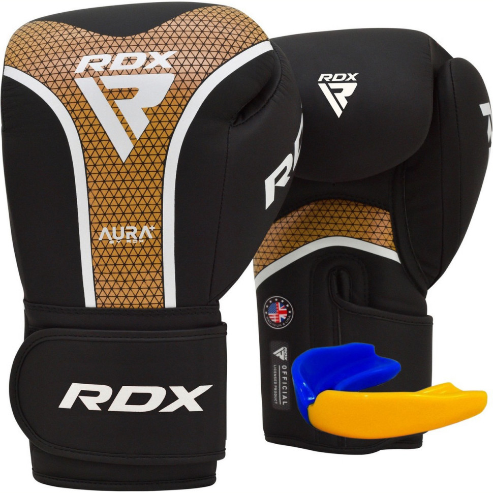 Боксерські рукавиці AURA PLUS T-17 RDX Inc Limited BGR-T17BGL-16OZ+ Black Golden 16 унцій (капа в комплекті)