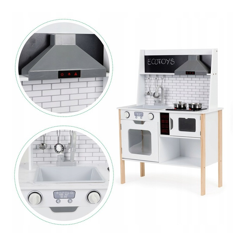 Деревянная игровая кухня STYLE Ecotoys PLK537 со звуковыми и световыми эффектами