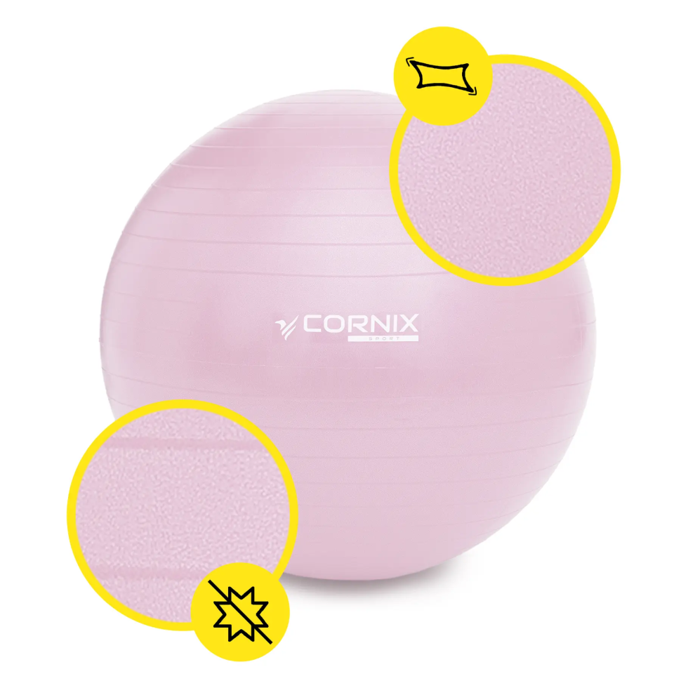 М'яч для фітнесу Anti-Burst Cornix XR-0367 рожевий 55 см