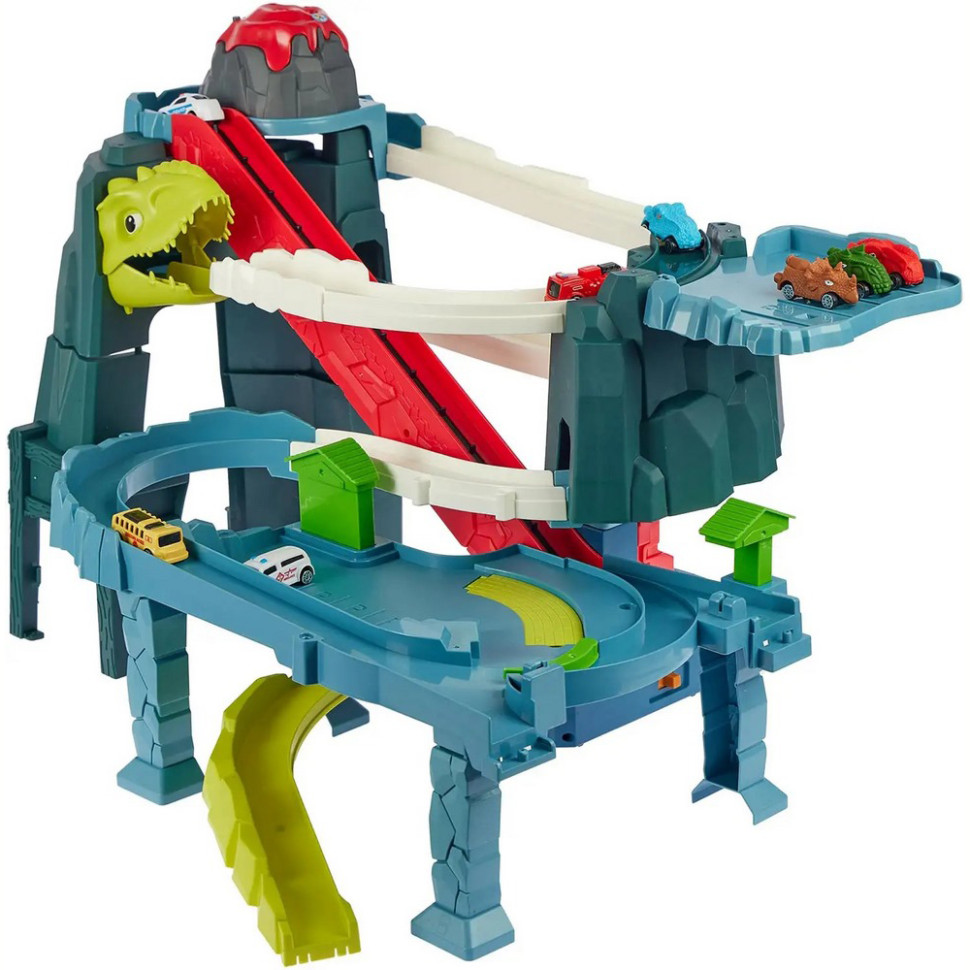 Игровой набор Автотрек-вулкан Dino ZIPP Toys 5505A, электрический 8 машинок