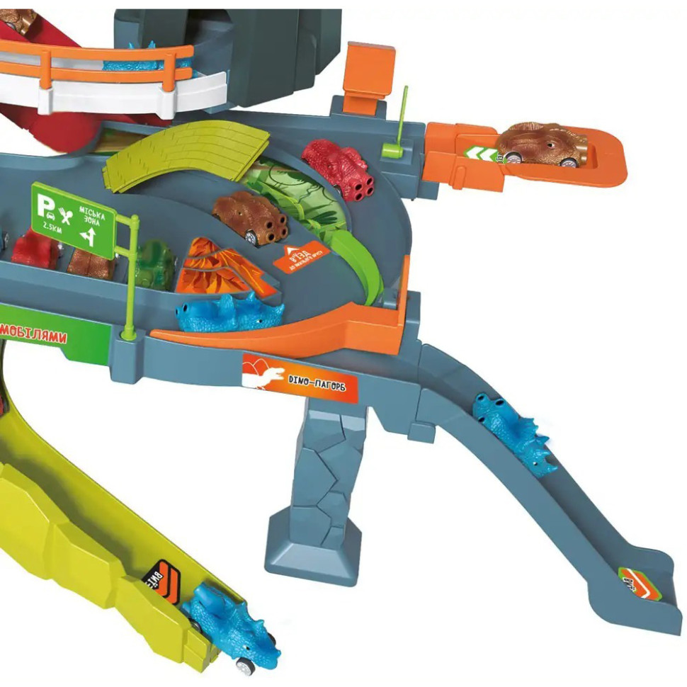 Игровой набор Автотрек-вулкан Dino ZIPP Toys 5505A, электрический 8 машинок