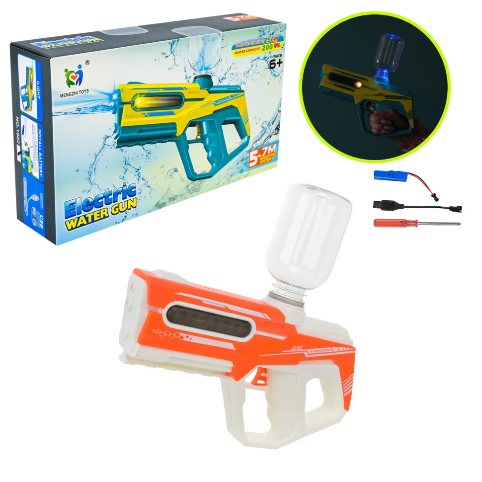 Електричний водний бластер Bambi 1002(Orange) 200 мл, зі світлом та звуком