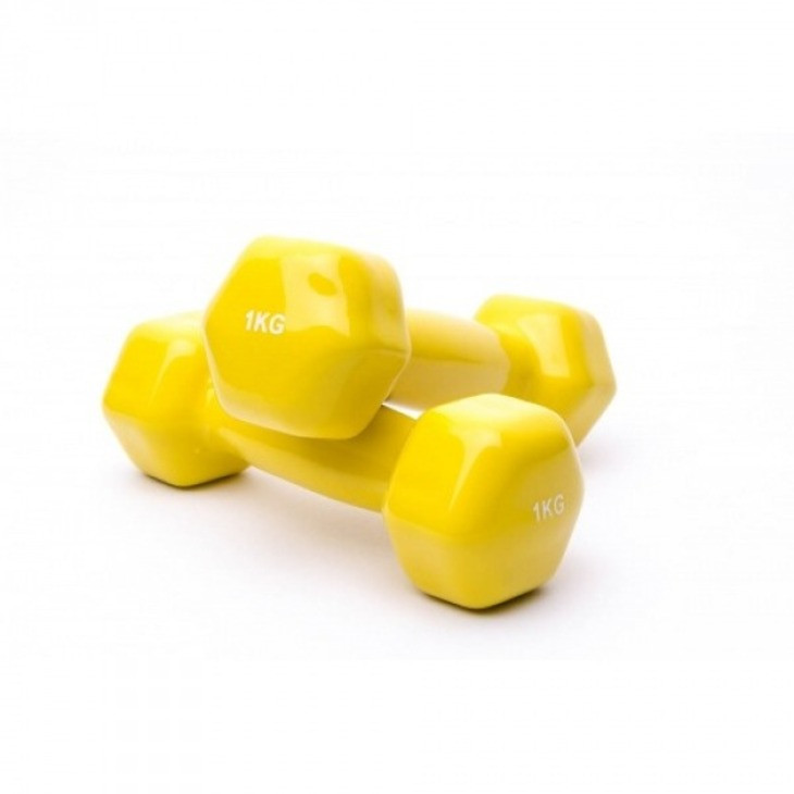 Аэробная виниловая гантель VDD-01 Fitnessport 10171FS, желтый 1 кг