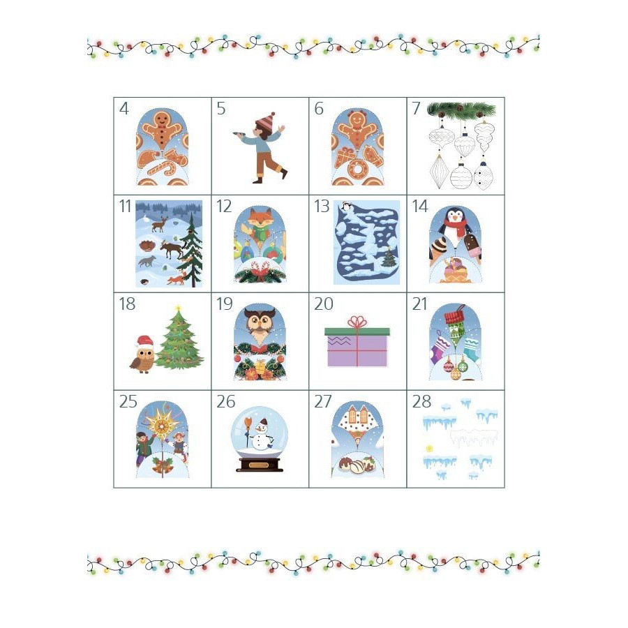 Адвент із саморобками та завданнями 3-4 роки Ранок АДВ008, 13 виробів та 18 завдань