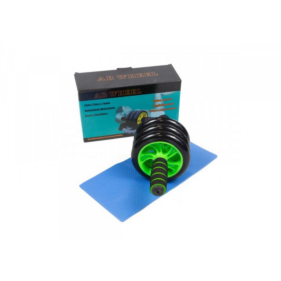 Ролик для преса з килимком EasyFit MS 0873-G, Зелений 3 колеса