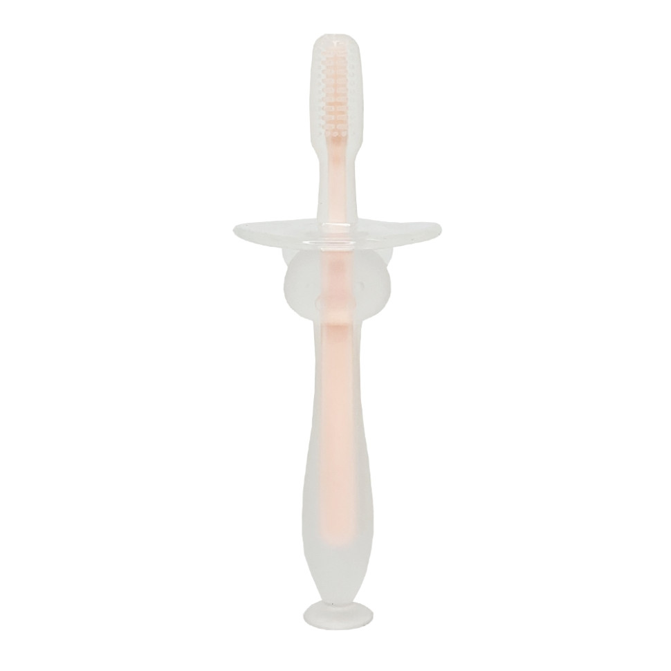 Силіконова зубна щітка Mumlove Mega Zayka MGZ-0707(Pink) з обмежувачем