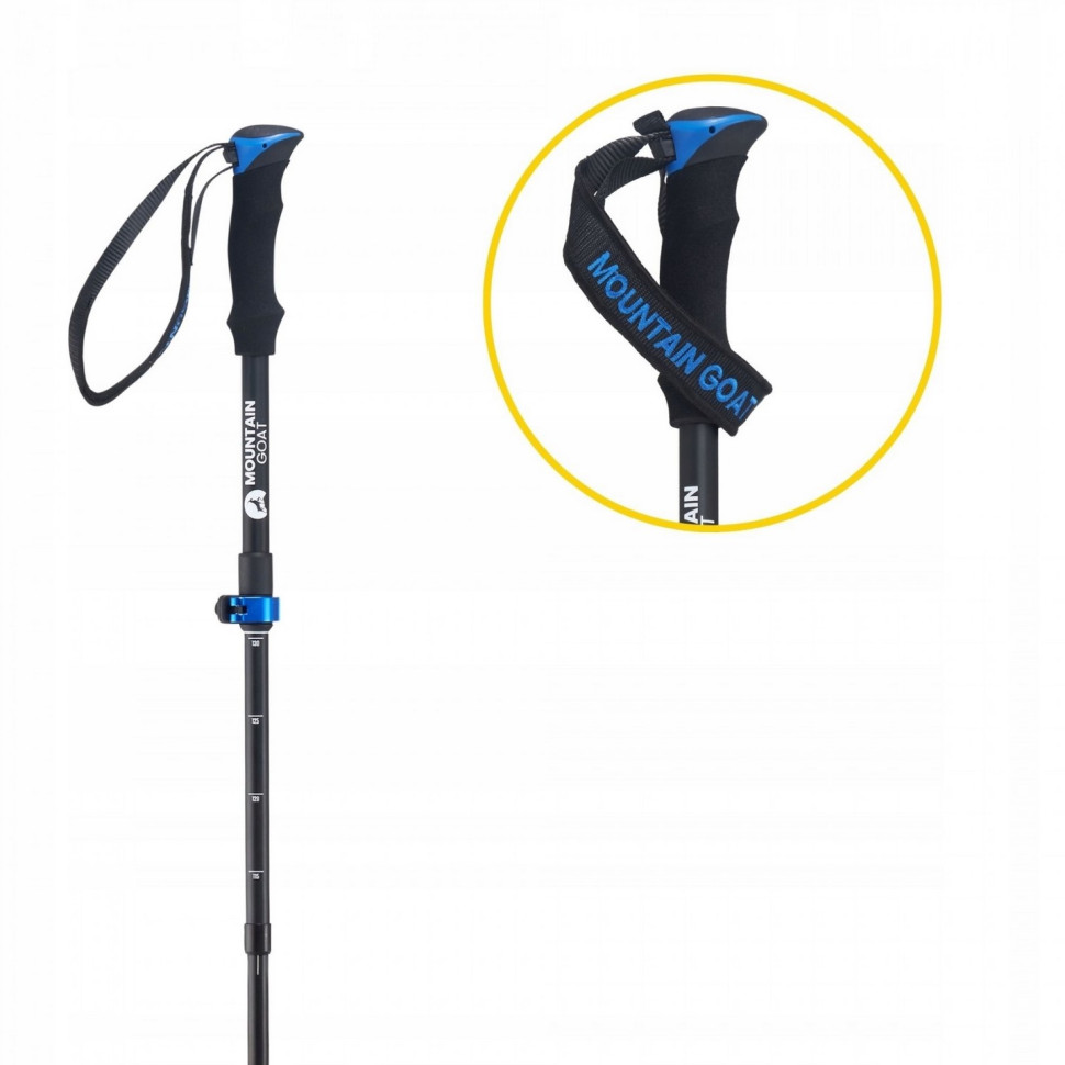 Треккинговые палки Goat Pro+ Mountain MG0007, 43-130 см, Black/Blue