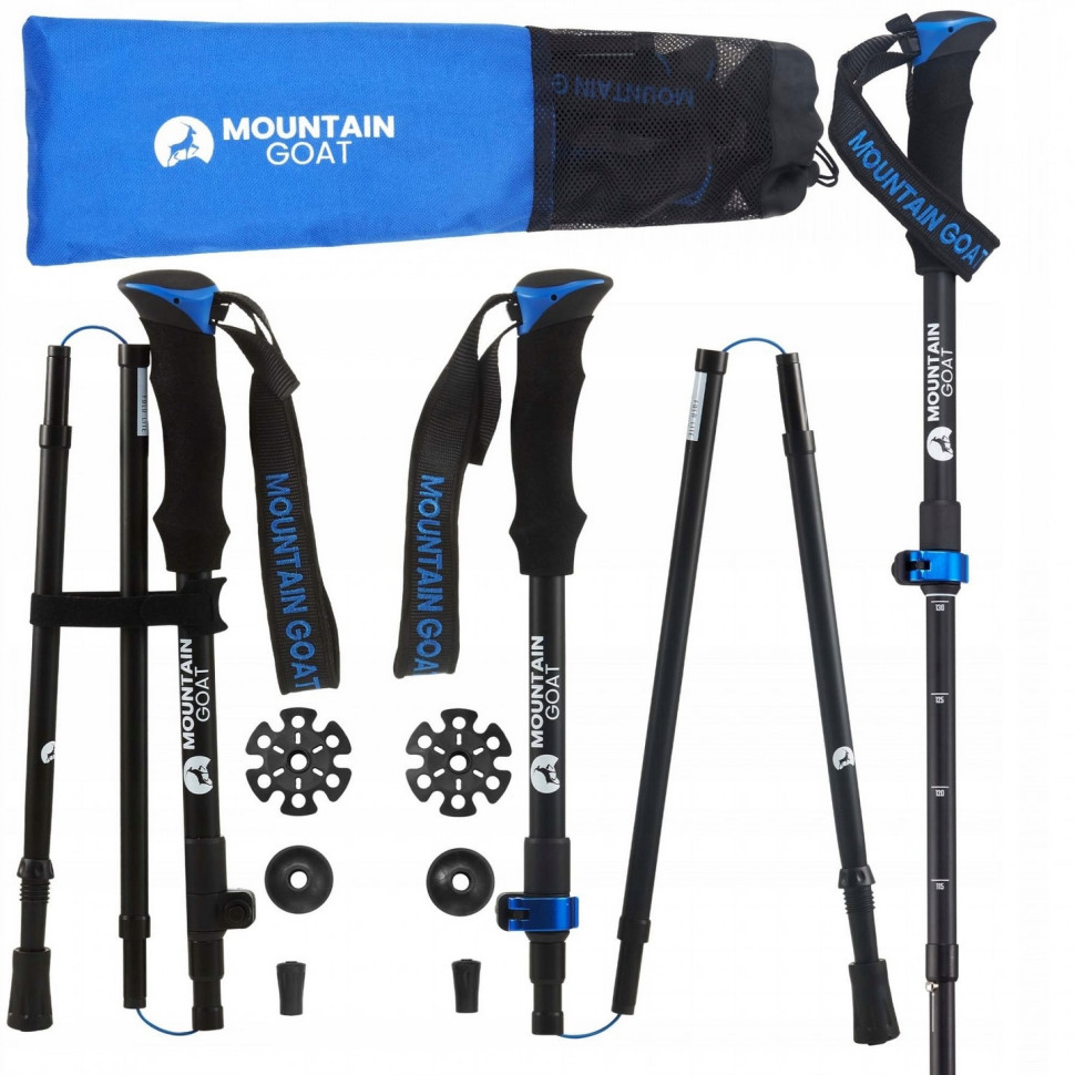 Треккинговые палки Goat Pro+ Mountain MG0007, 43-130 см, Black/Blue