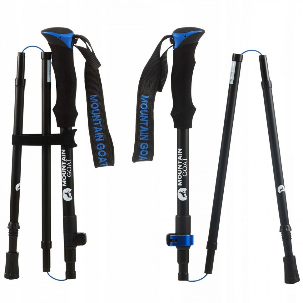 Треккинговые палки Goat Pro+ Mountain MG0007, 43-130 см, Black/Blue
