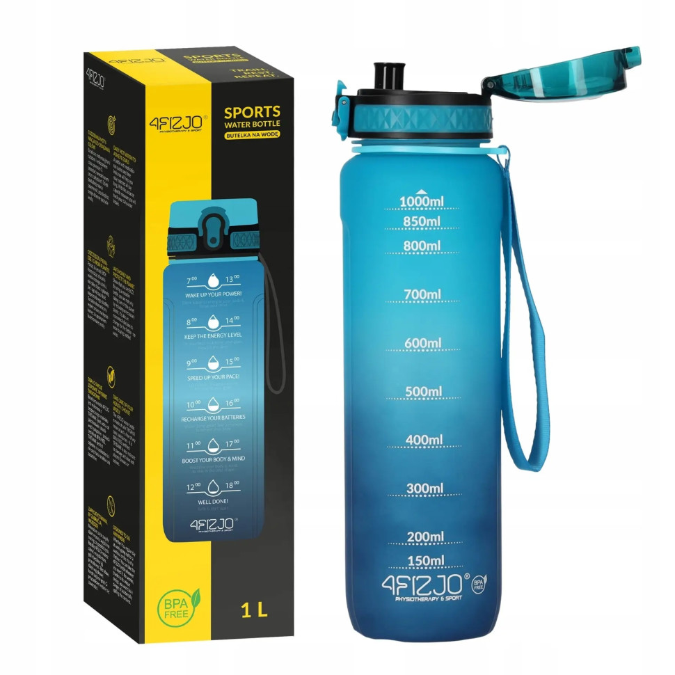 Спортивная бутылка для воды 4FIZJO 4FJ0631 Sky Blue/Blue 1000 мл