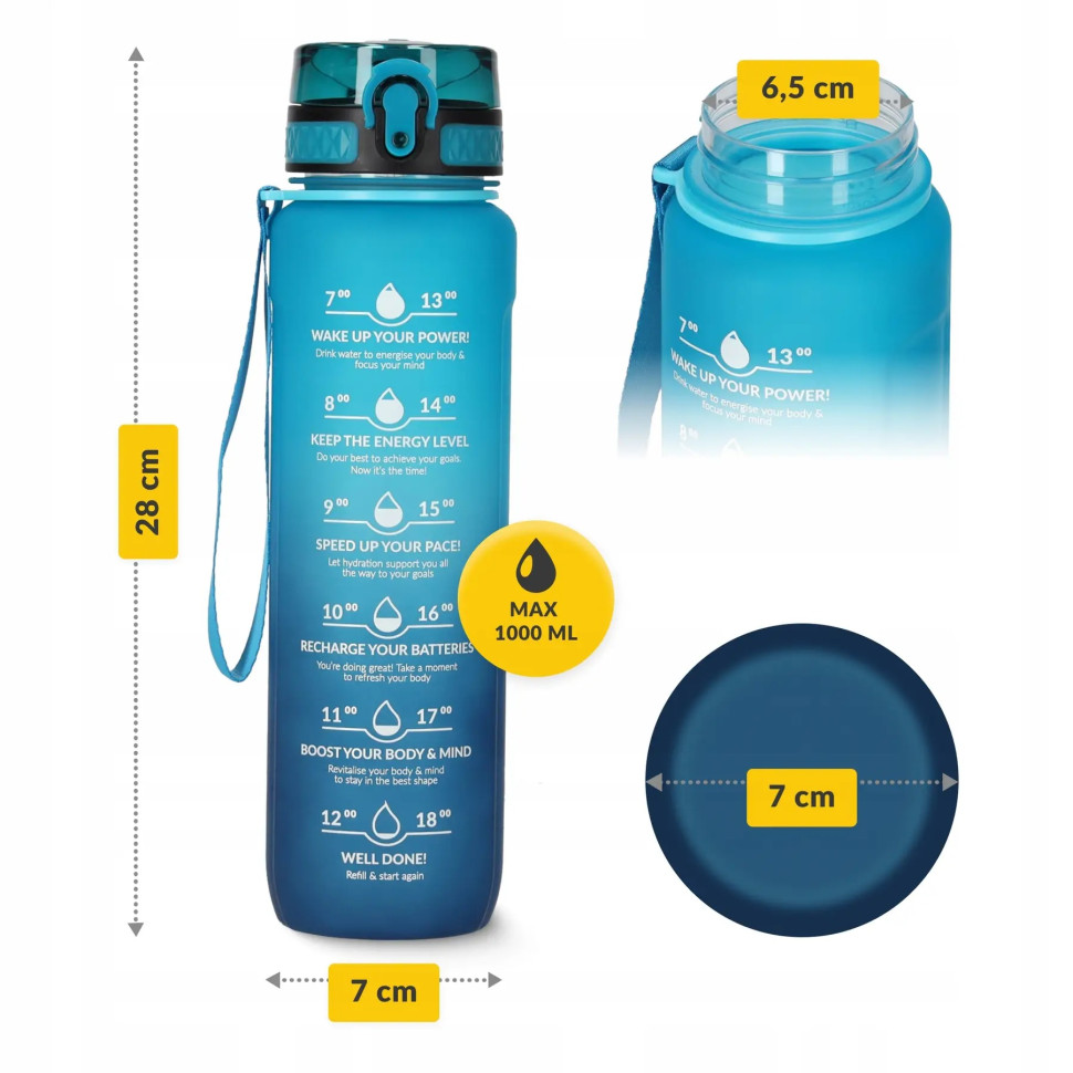 Спортивная бутылка для воды 4FIZJO 4FJ0631 Sky Blue/Blue 1000 мл