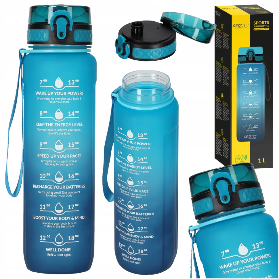 Спортивная бутылка для воды 4FIZJO 4FJ0631 Sky Blue/Blue 1000 мл