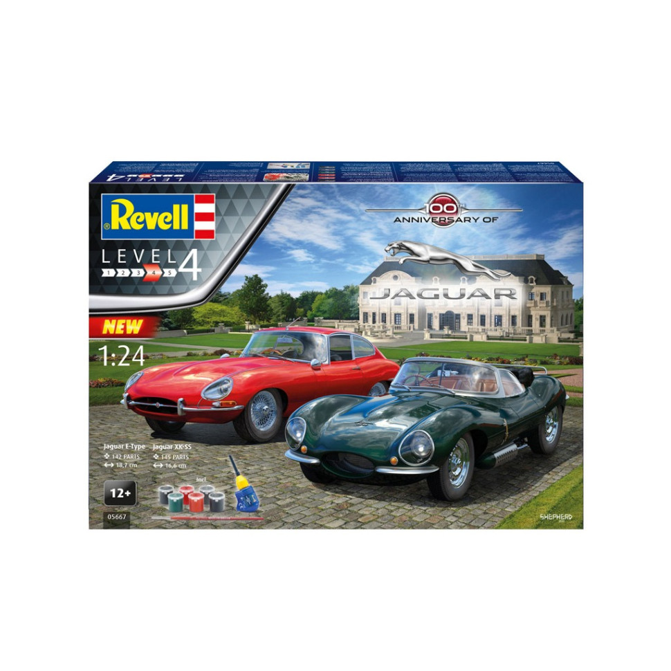 Сборная модель-копия набор К 100-й годовщине автомобили Jaguar Revell RVL-05667 уровень 4, 1:24