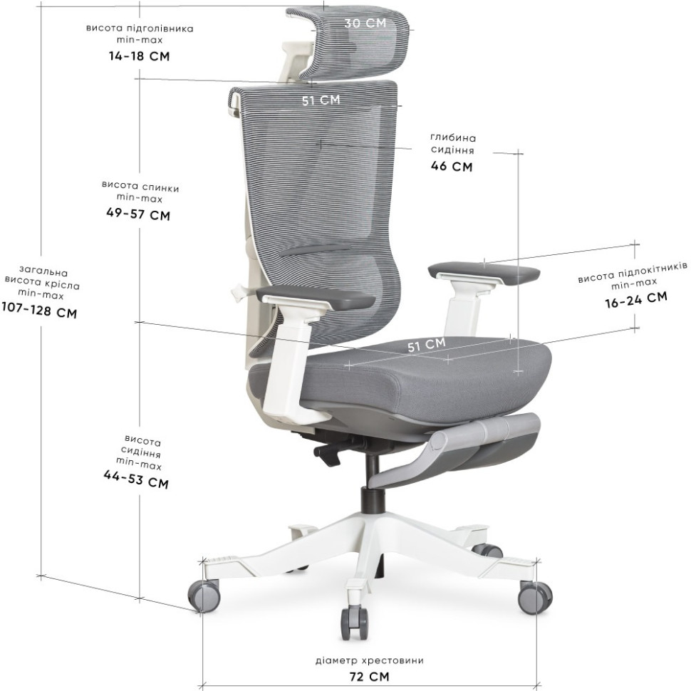 Дитяче крісло S6 Air Fabric Mealux HF-S6 F/ GW, Grey White