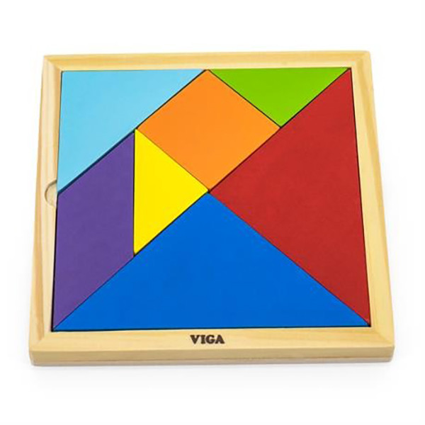 Игра-головоломка Цветной деревянный танграм Viga Toys 55557, 7 элементов