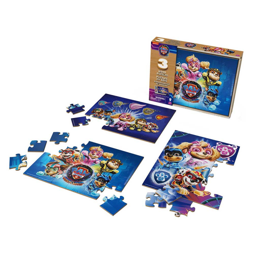 Пазл дерев'яний 3 в 1 «Щенячий патруль у кіно 2» Spin Master SM98297/6067929, 3 картинки по 24 елементи