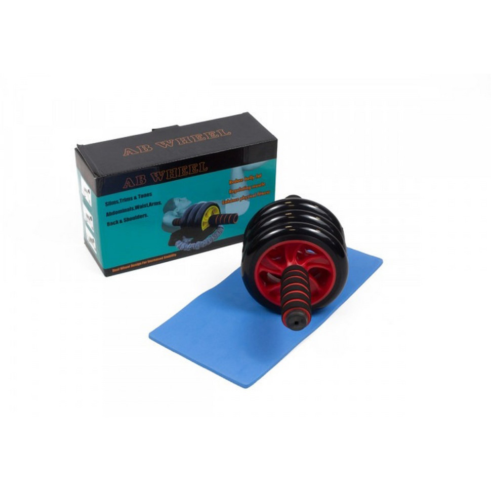 Ролик для преса з килимком EasyFit MS 0873-R, Червоний 3 колеса