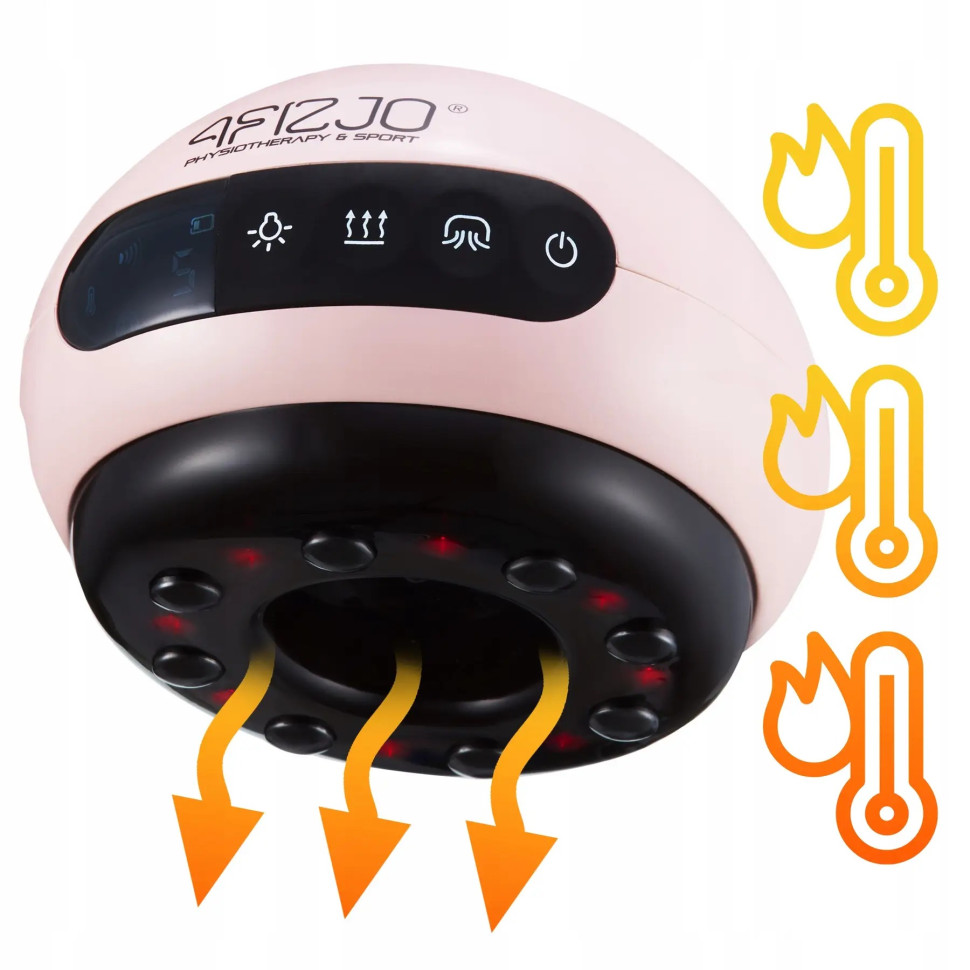 Массажная вакуумная банка 4FIZJO 4FJ0518 аккумуляторная с ИК прогревом Pink