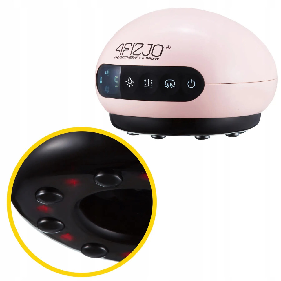 Массажная вакуумная банка 4FIZJO 4FJ0518 аккумуляторная с ИК прогревом Pink