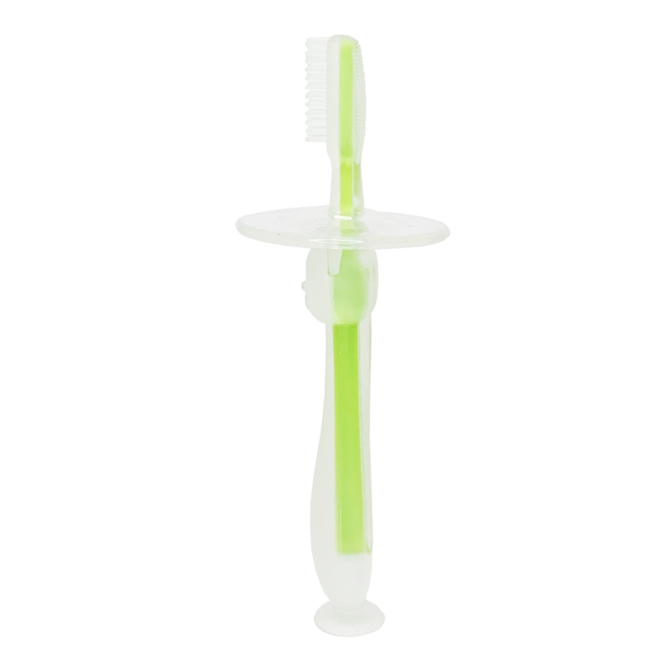 Силіконова зубна щітка Mumlove Mega Zayka MGZ-0707(Green) з обмежувачем