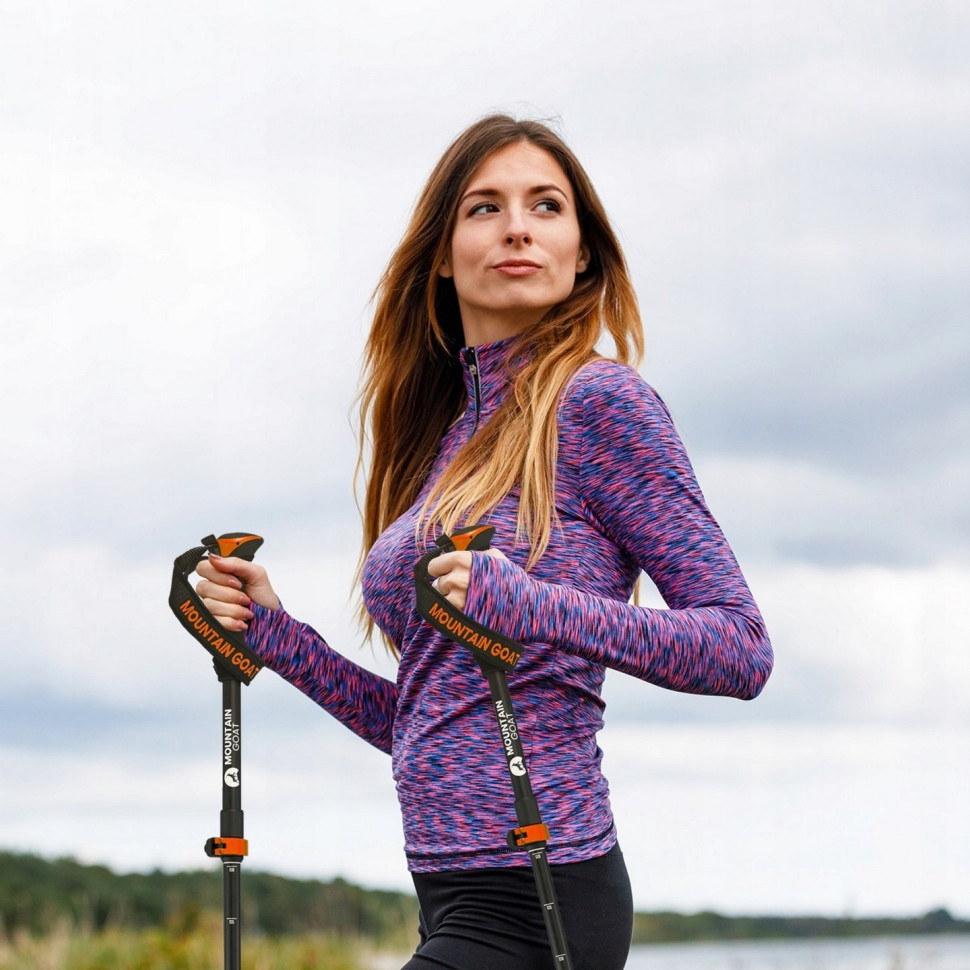 Треккинговые палки Goat Pro+ Mountain MG0008, 43-130 см, Black/Orange