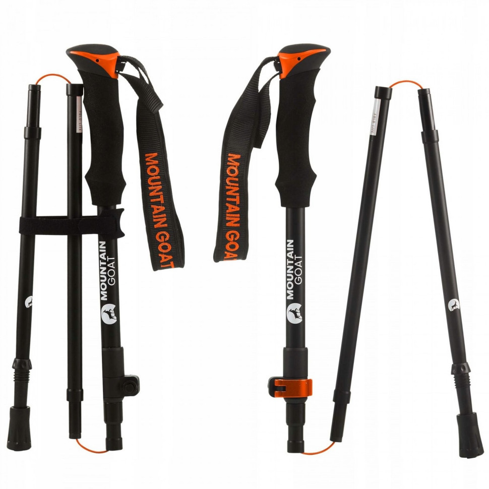 Треккинговые палки Goat Pro+ Mountain MG0008, 43-130 см, Black/Orange