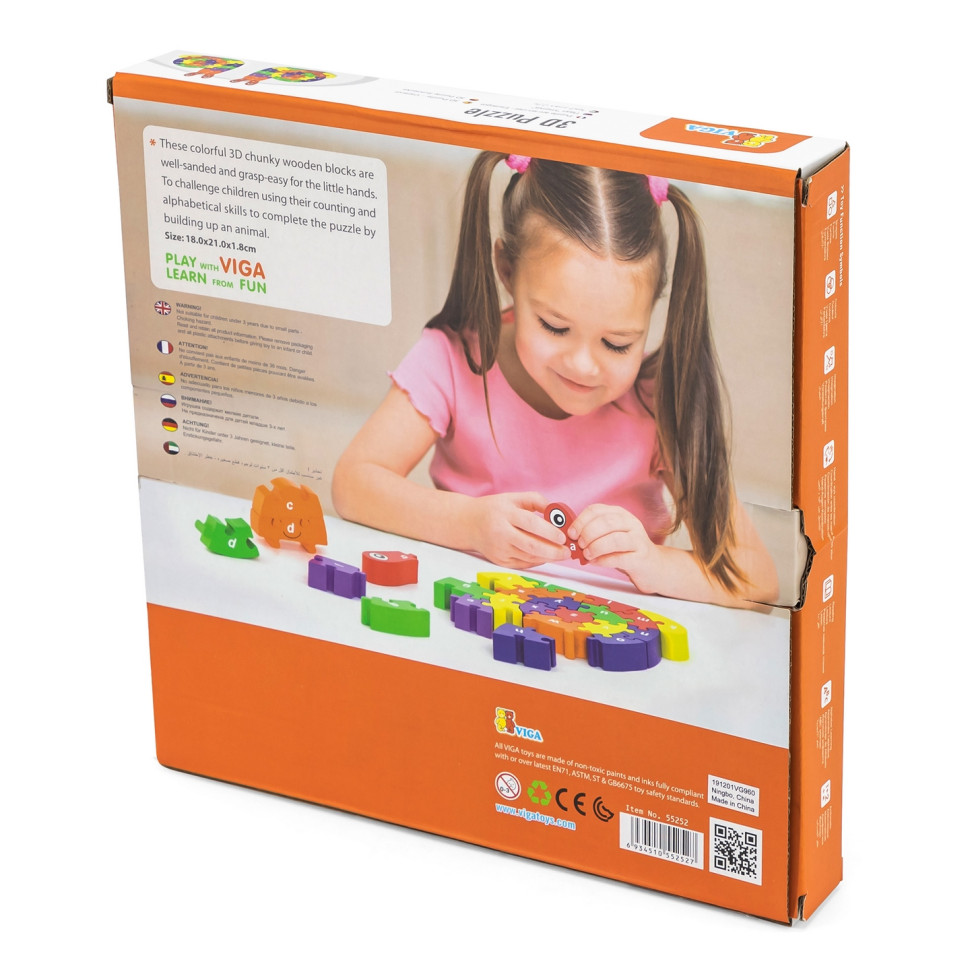 Дерев'яний пазл Равлик Viga Toys 55252 по літерах
