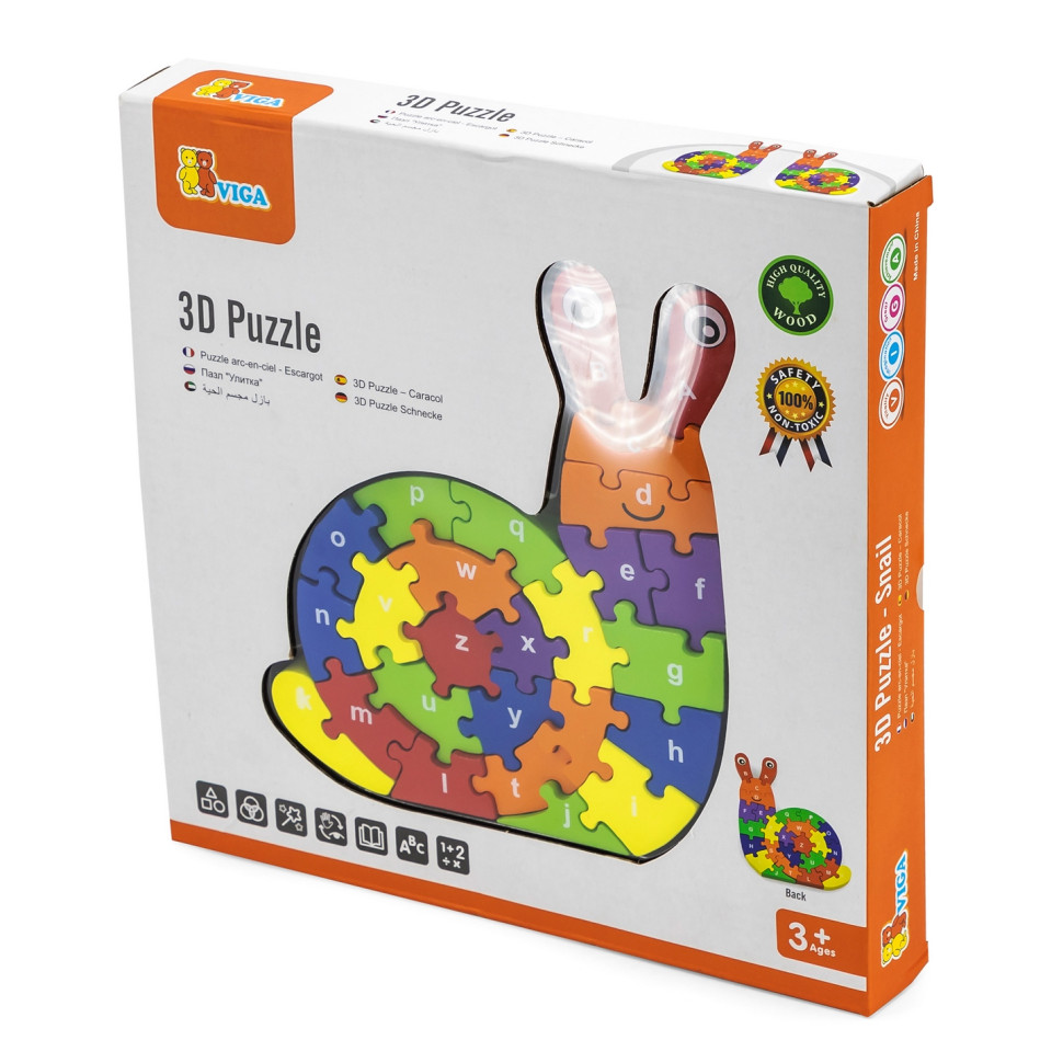 Дерев'яний пазл Равлик Viga Toys 55252 по літерах