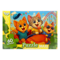 Детские пазлы-макси "Котики в парке развлечений" Danko Toys Mx60-12-12, 60 элементов