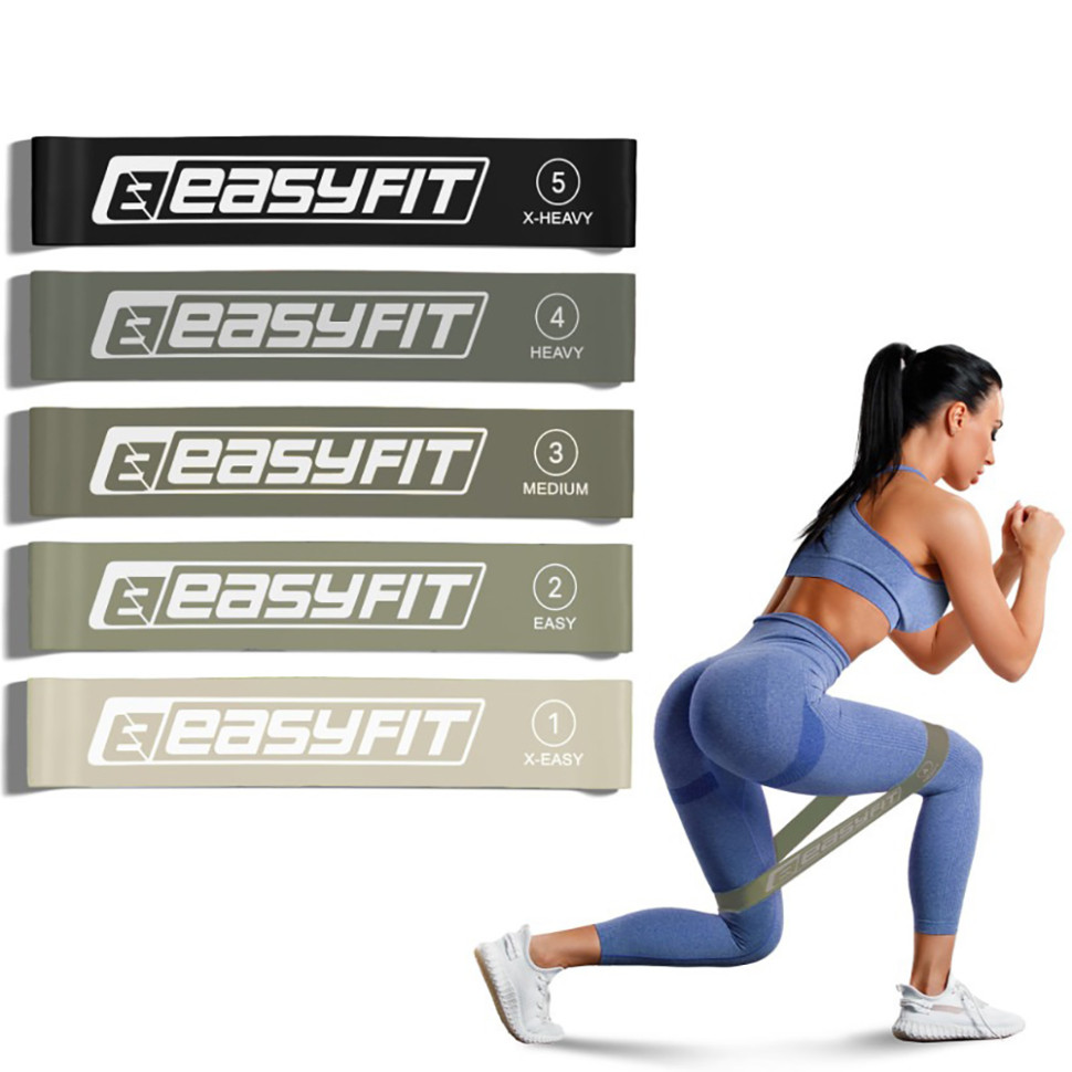 Гумки для фітнесу MonoBand EasyFit EF-1813-GY 2,5-20 кг, набір 5 шт