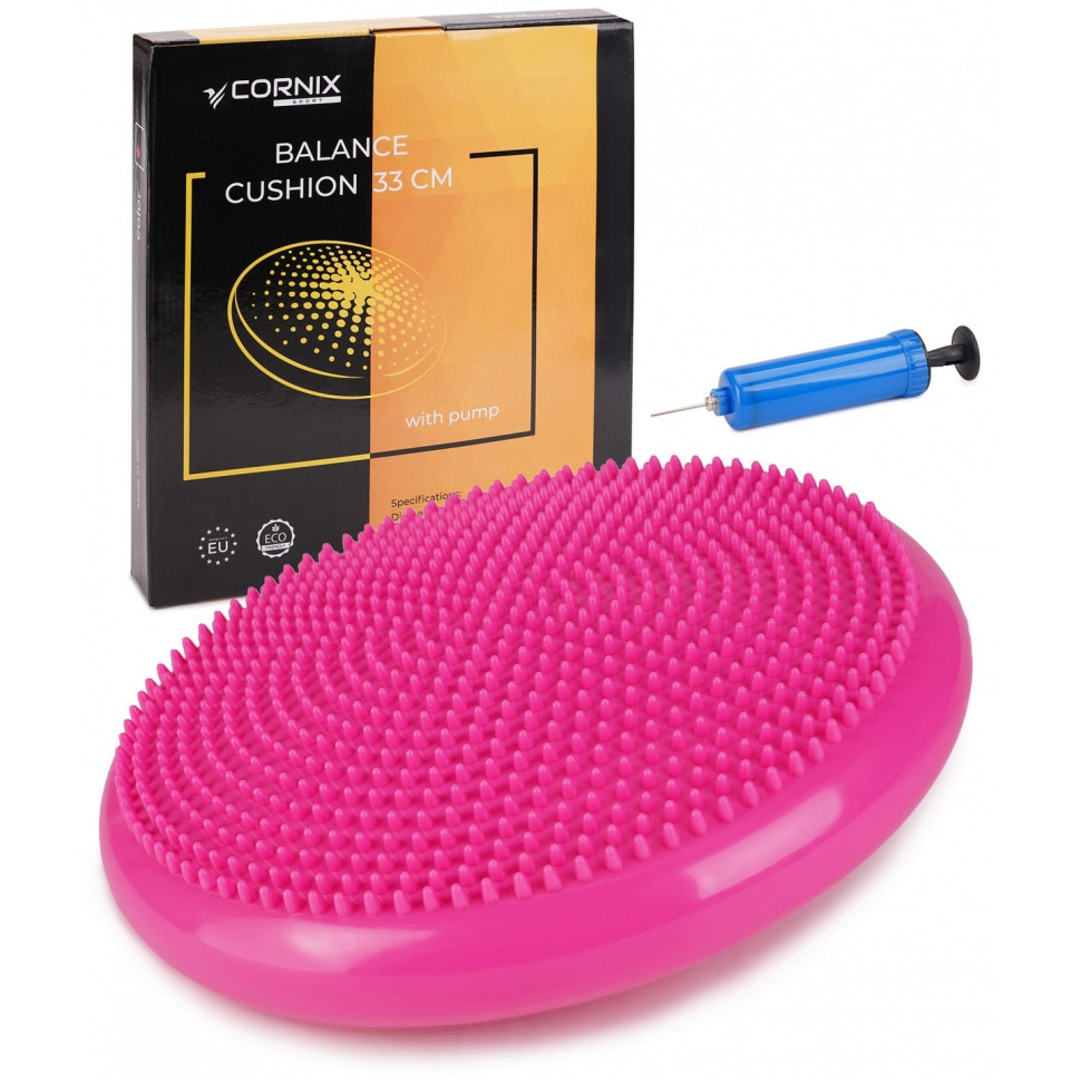 Балансировочная подушка-диск Cornix XR-0055, 33 см (сенсомоторная) массажная, Pink