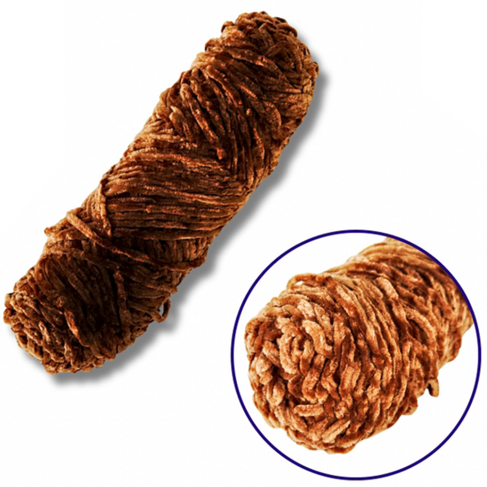Пряжа плюшева синель Brushme PP106, 100 грам, 100% поліестер, темна карамель