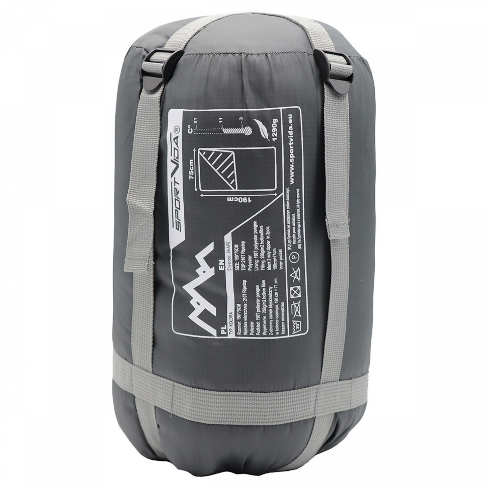 Спальный мешок (спальник) одеяло SportVida SV-CC0069 Black/Grey