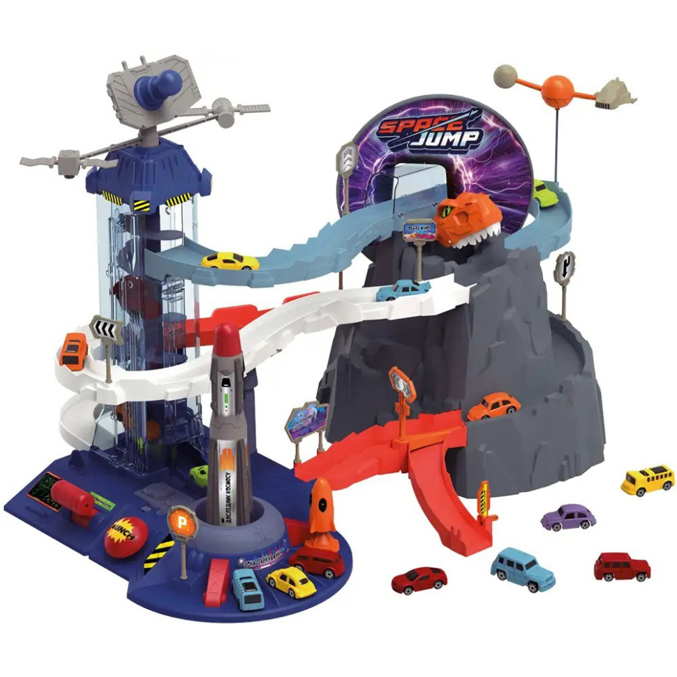 Ігровий набір Автотрек-ракета Dino ZIPP Toys 5508A, електричний 6 машинок
