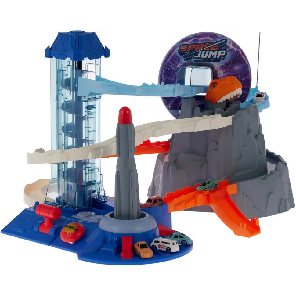 Ігровий набір Автотрек-ракета Dino ZIPP Toys 5508A, електричний 6 машинок