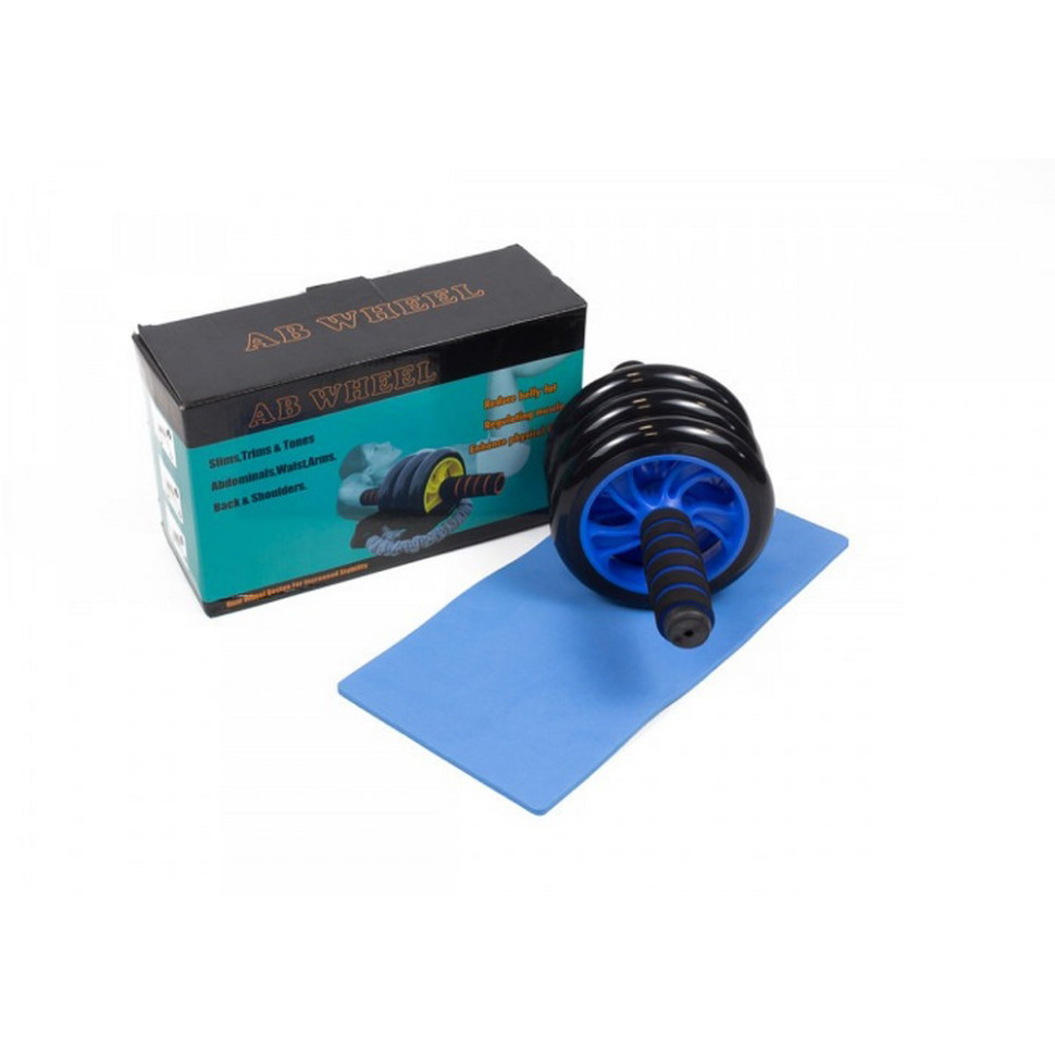 Ролик для преса з килимком EasyFit MS 0873-B, Синій 3 колеса