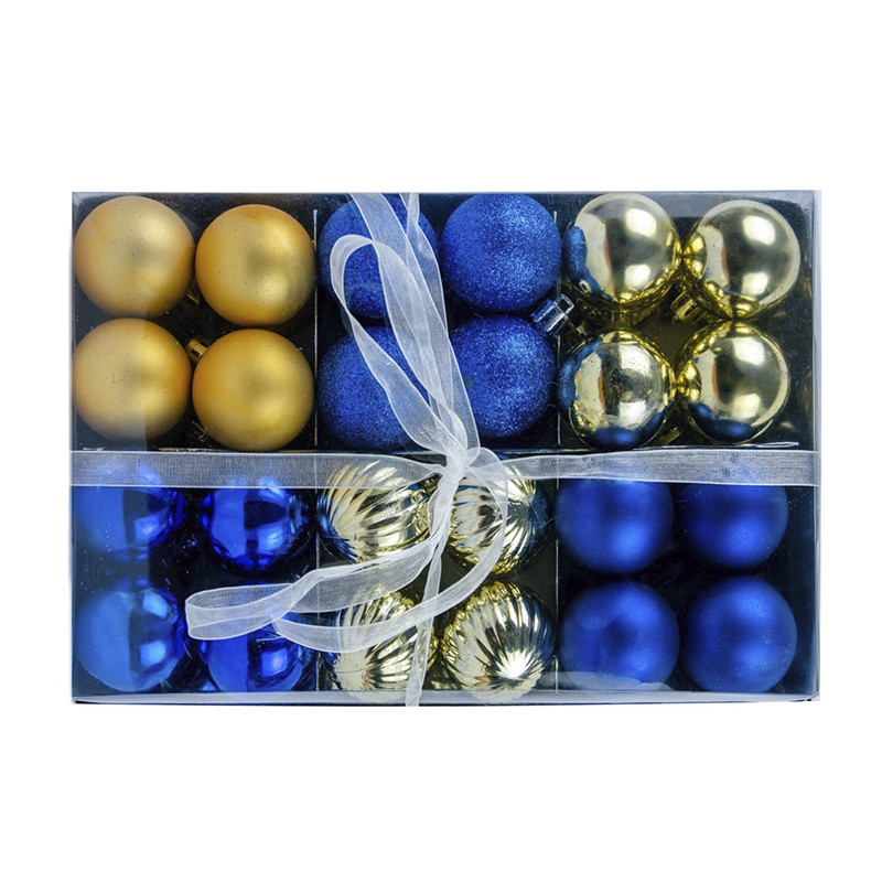 Ялинкові пластикові кульки Jumi 5900410960183 комплект 48 шт, 4 см, синій-золотий