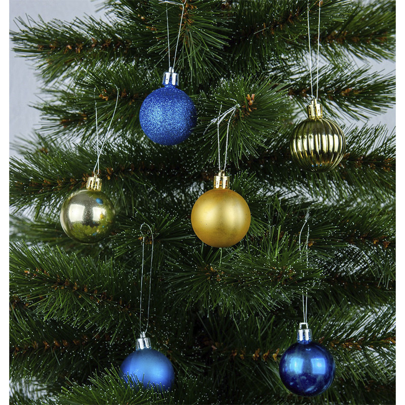 Ялинкові пластикові кульки Jumi 5900410960183 комплект 48 шт, 4 см, синій-золотий