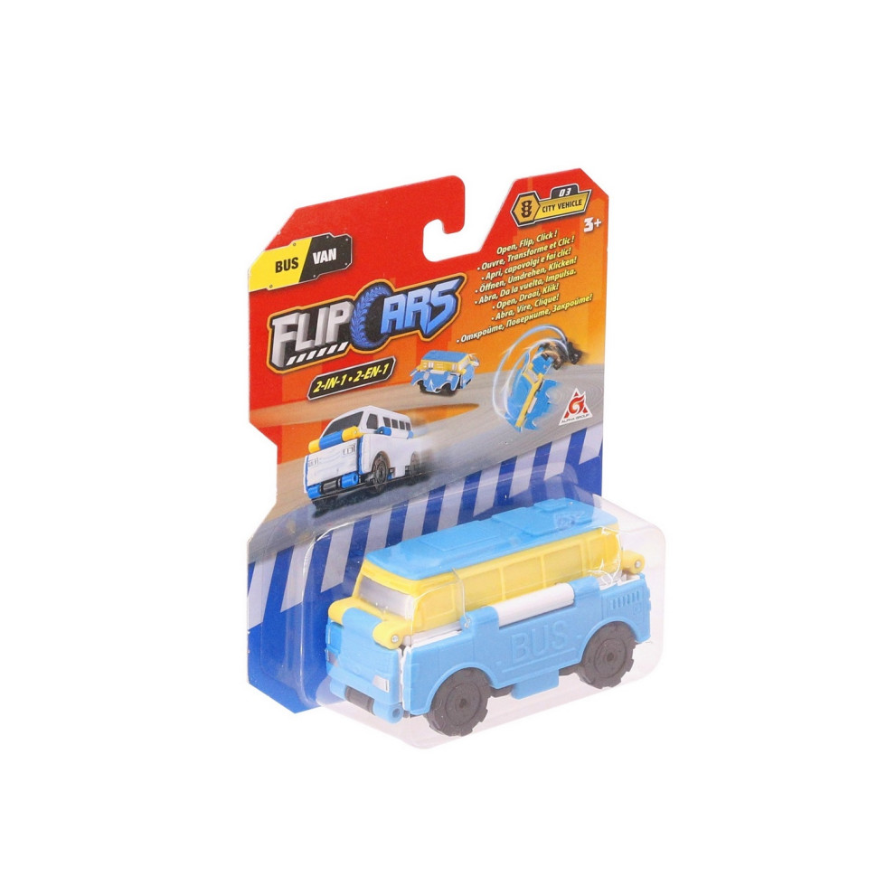 Машинка-трансформер Flip Cars 2 в 1 Міський транспорт, Автобус і Мікроавтобус EU463875-11