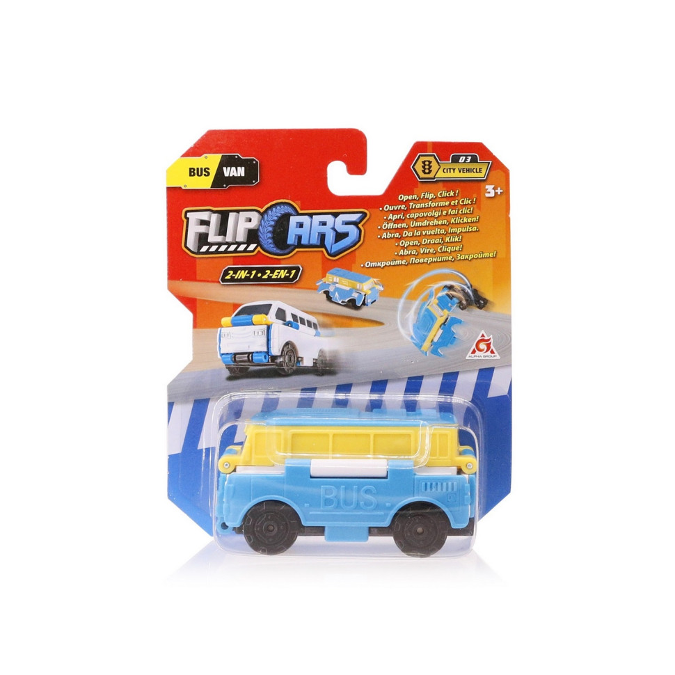 Машинка-трансформер Flip Cars 2 в 1 Міський транспорт, Автобус і Мікроавтобус EU463875-11