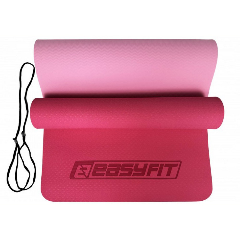 Килимок для йоги та фітнесу EasyFit EF-1924-PP, TPE+TC 6 мм, двошаровий рожевий-св.рожевий