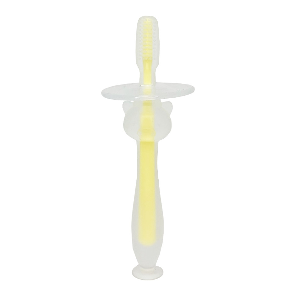 Силіконова зубна щітка Mumlove Mega Zayka MGZ-0707(Yellow) з обмежувачем